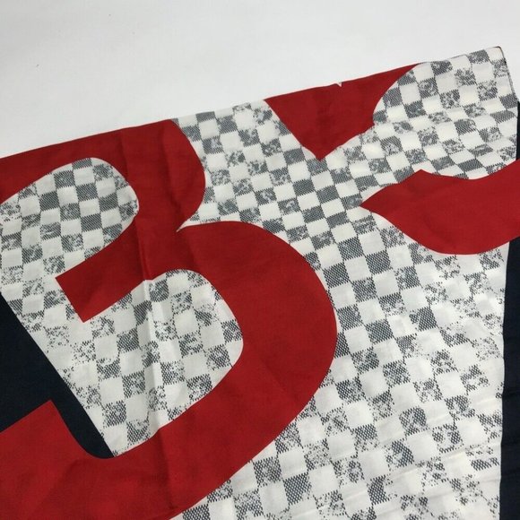 LOUIS VUITTON Damier Azur Logo LVCUP America fringe Stole/Shawl - Picture 11 of 14